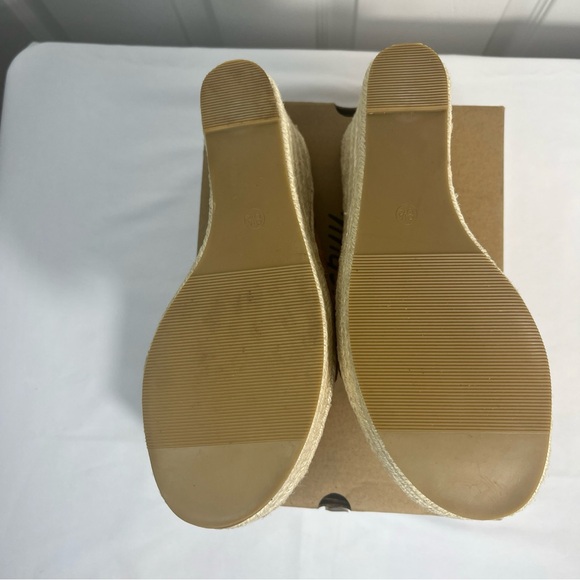 Brown Platform Espadrilles Slip On Wedge Sandals Bow Tie Womens 8.5 New - Picture 10 of 13